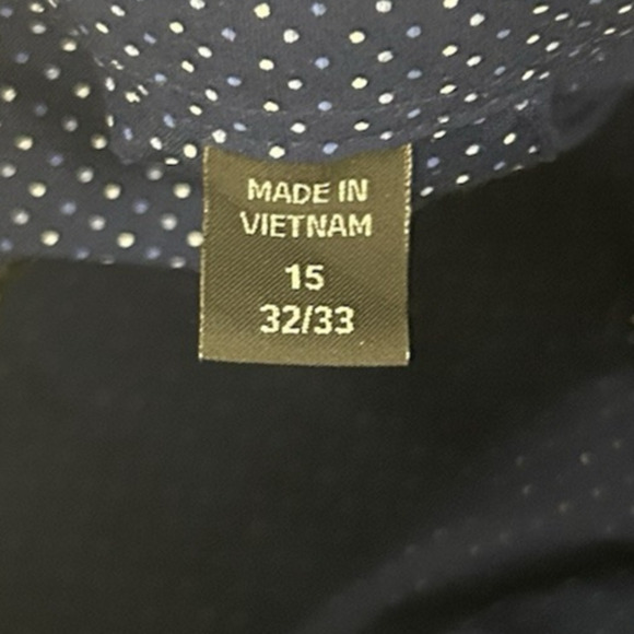 Men's Esquire Shirt size 15 32/33 Navy Blue Slim Fit button up long sleeve - Picture 7 of 9